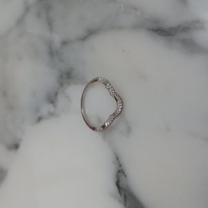 Ring Wedding Band Sterling Silver Cubic Zirconia Size 7